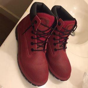Red water proof timberlands